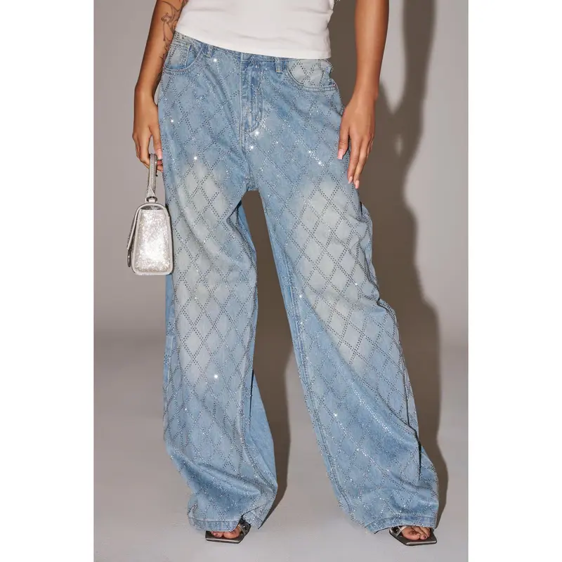 y2k rhinestone pocket jeans - TikTok Shop