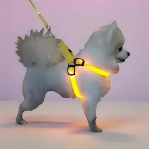 LED Dog Harness Leash Set, Harness Straps, Light Up Reflective Vest for Small Medium Large Dogs, Adjustable Waterproof for Night Walking Safety