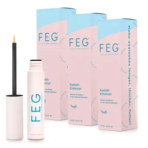FEG Eyelash Enhancer Rapid Eyelash Growth Serum with Natural Ingredients | Lash Serum for Growing Naturally Thick, Full, and Long Eyelashes | Stimulates Natural Eyelash Growth | 3-Pack of 3ml Tubes