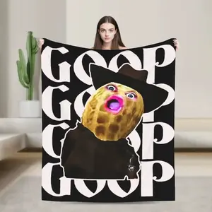 Goop Goop Goop Funny Cowboy Peanut Meme Print Flannel Blanket Cooling Blanket Homegoods Soft Cozy For Bedroom Living Room Sofa Couch For Meme Lovers Teens Adults Perfect Gift, BlissWeave tiktokshopspringglowup,summervibes