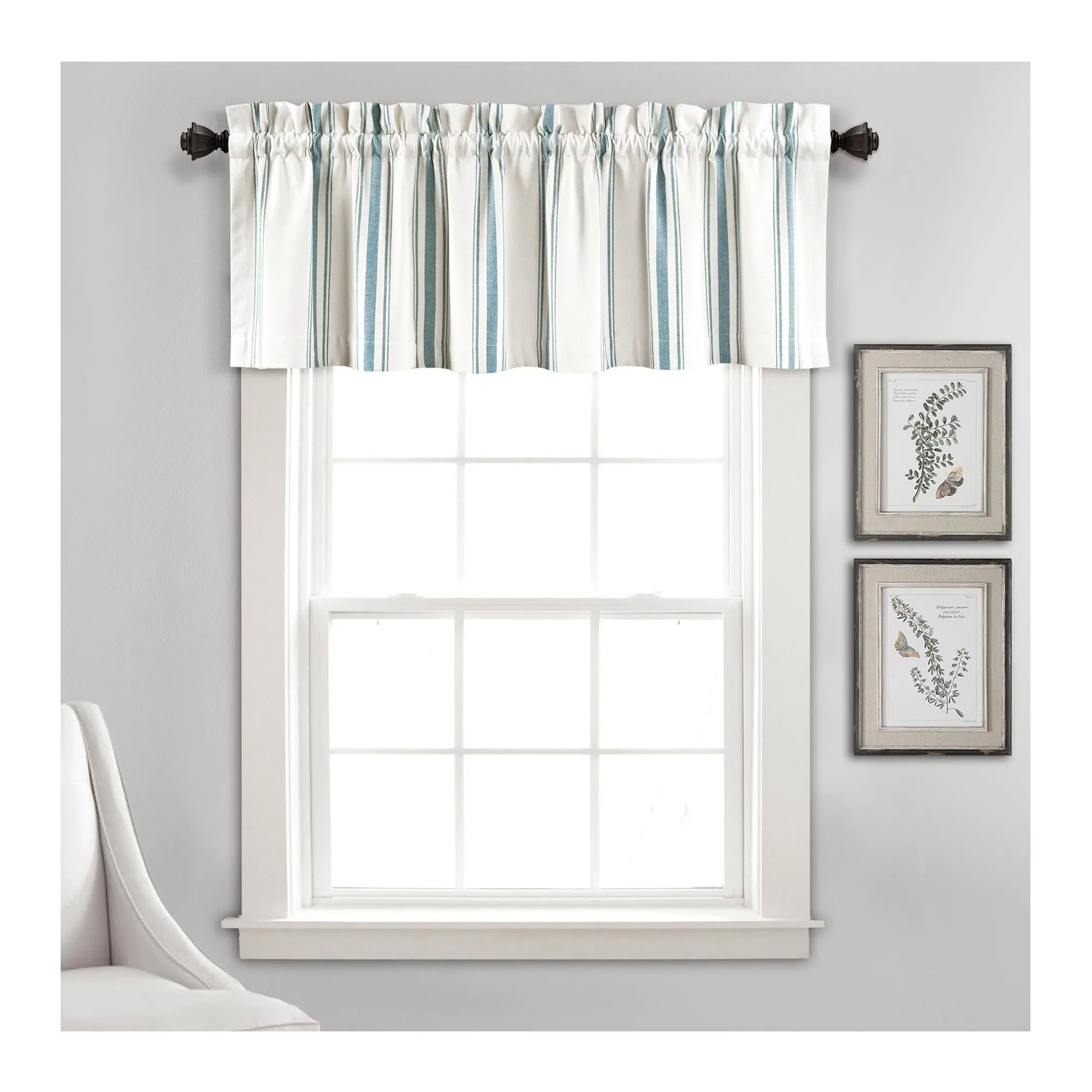 Farmhouse Stripe Valance Single 52" x 18" by Lush Decor