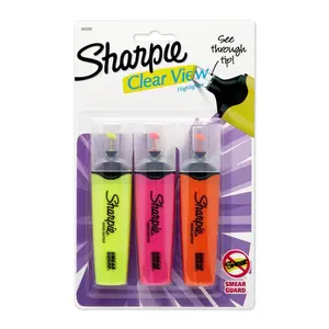 SHARPIE Clear View Highlighters, Chisel Tip, Assorted Colors, 4 Count