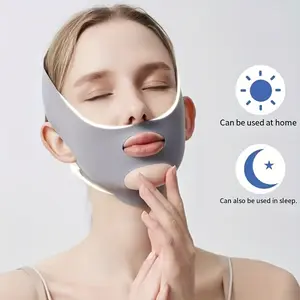 Sleep Relax Anti-snoring Thin Face Strap, Grey V Bandage, Breathable Seamless, Lift Firming Nasolabial Folds