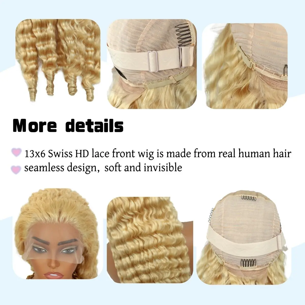 13x6 613 Blonde Burmese Curly Wig Human Hair Transparent HD 