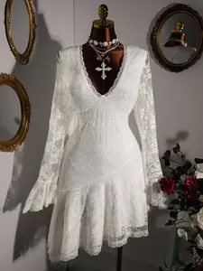 Amplova White Lace Dress  Plus Size Retro Romance Look