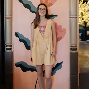 Yellow Pleated Romper