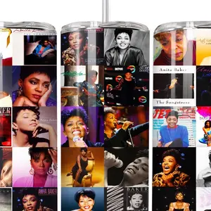 Anita 20oz Tumbler With QR Music Code (rubber bottom & metal straw) Reusable