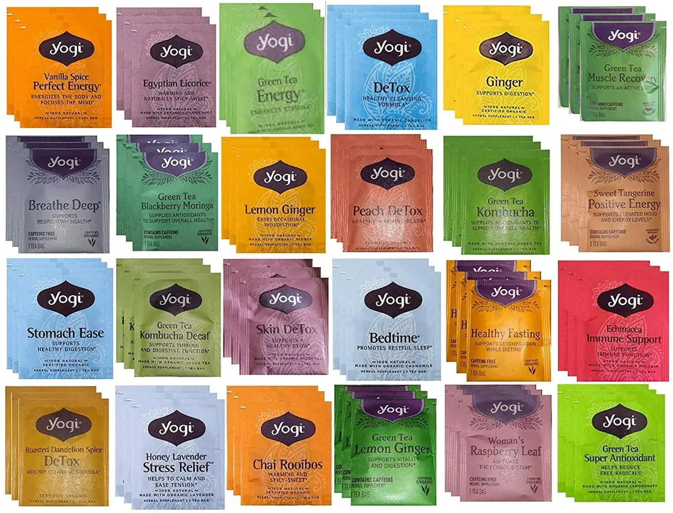Ruthy's Outlet Yogi Tea Bags Sampler Assortment Box 36 Count - Different Flavors Perfect Variety for office, party, Morning, Afternoon Or night Organic Tea Bags