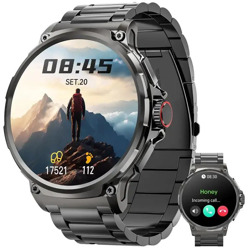 Smart Watches for Men(Answer/Make Call), Health Smart Watch, Android Smartwatch, 1.85" Round Big Screen Fitness Tracker, Waterproof Fitness Watch for Android/iOS Phones