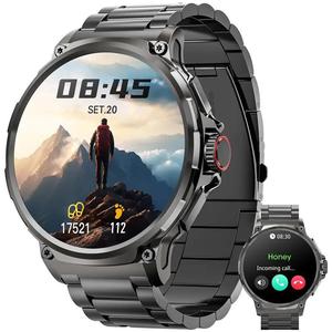 smart watches for men(answer/make call), 1.85" round big screen fitness tracker, waterproof fitness watch for android/ios phones, national day offers
