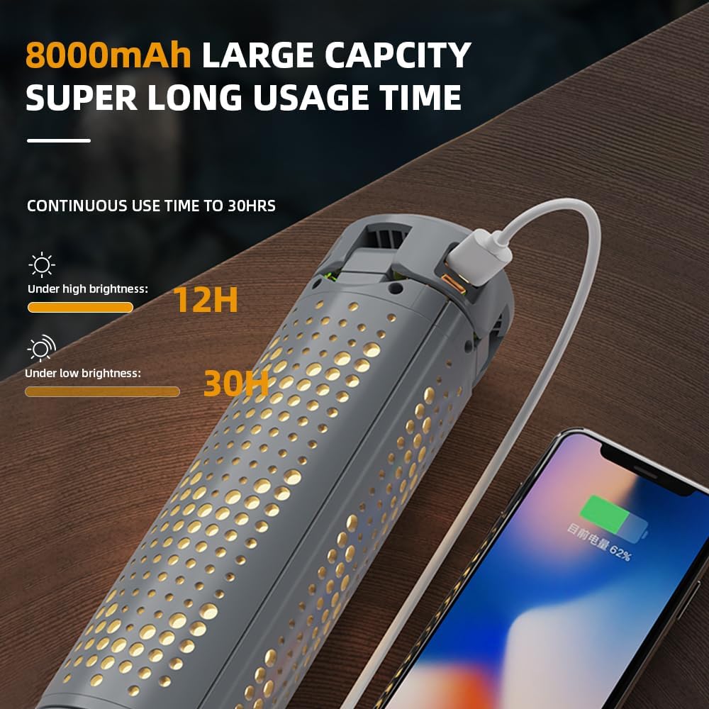 Rechargeable 8000mAh Retractable Camping Light, High Lumen Work Light with 3 Adjustable LED Lamp Heads and Dimmable Brightness, Equipped with 3.4-Foot Tripod β Must-Have for Camping, Ideal for Garage Use, Emergencies, BBQs, Gatherings and Festival Gifts Rechargeable 8000mAh Retractable Camping Light, High Lumen Work Light with 3 Adjustable LED Lamp Heads and Dimmable Brightness, Equipped with 3.4-Foot Tripod β Must-Have for Camping, Ideal for Garage Use, Emergencies, BBQs, Gatherings and Festival Gifts