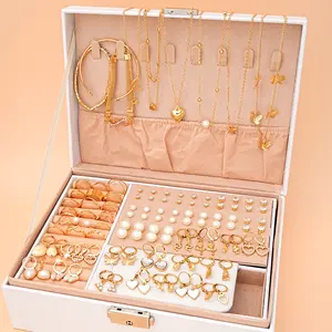 FashionUS - 73 Pcs/Set Fashion Metal Earrings Necklaces Bracelets Ankles Rings Combinations Jewelry Sets For Women's Gifts 2024 New