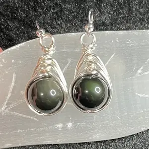 Silver Obsidian Earrings
