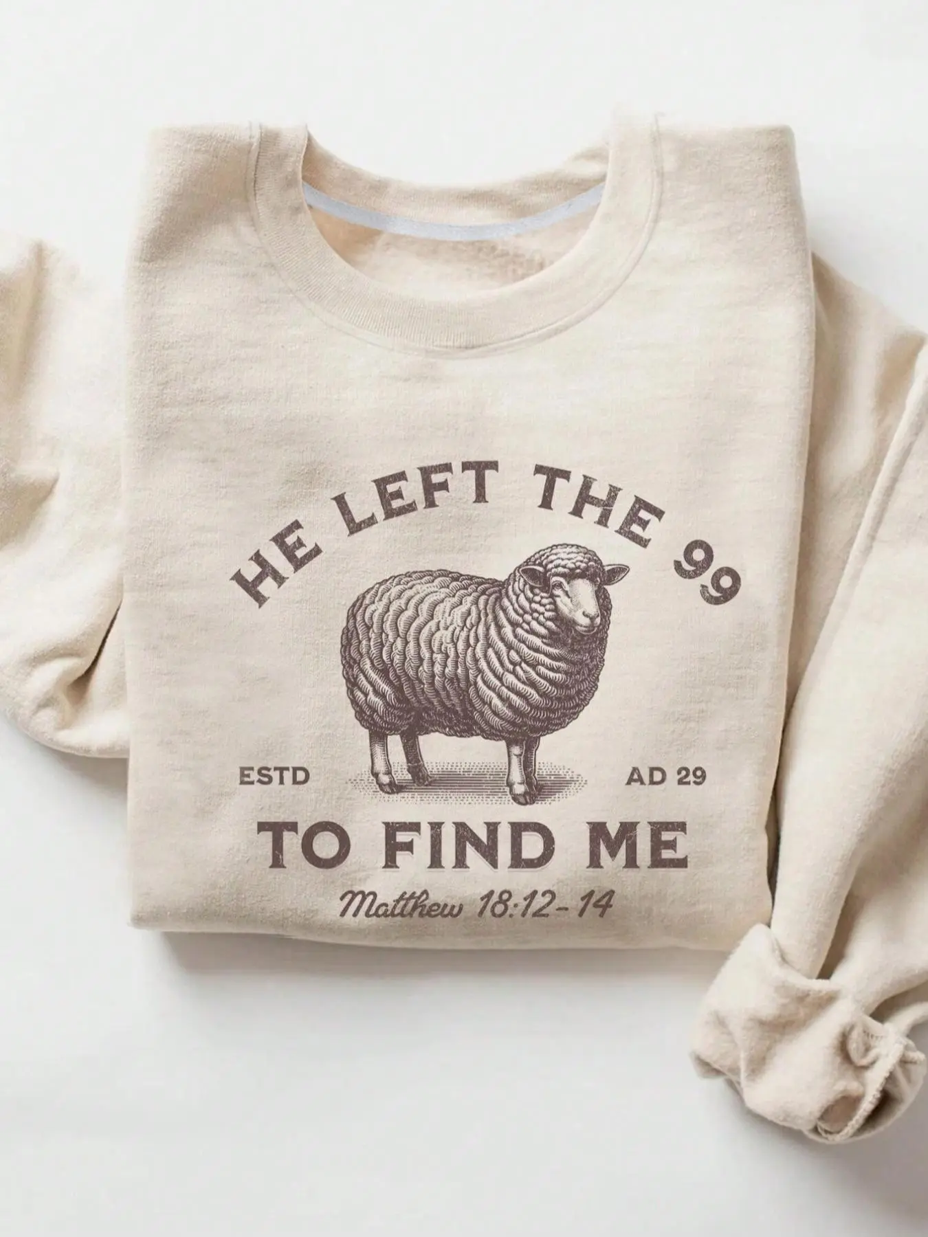 Women's Sheep & Letter Print Crew Neck Thermal Lined Sweatshirt, Casual Long Sleeve Pullover for Spring & Fall, Ladies Clothes for Daily Wear