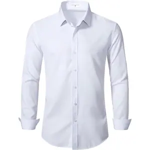 Men's Slim Fit Dress Shirts Solid Long Sleeve Formal Shirts Business Casual Button Down Shirts