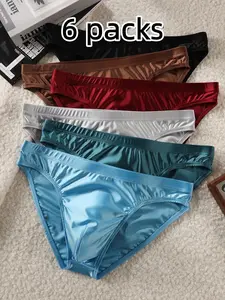 Men's Ice Silk Triangle Underwear Set, Sexy Low Waist, Smooth Cool Feeling, U Pouch, Sporty Fitness Daily Commute Wear, Cooling Silk Underwear