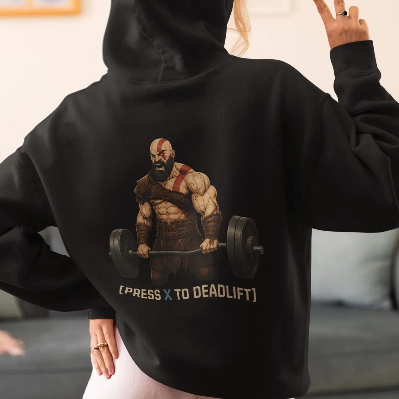 Press X to Deadlift Gildan Graphic T Shirt/SwearShirt/Hoodie : God of War Parody Gym Gift ZEY