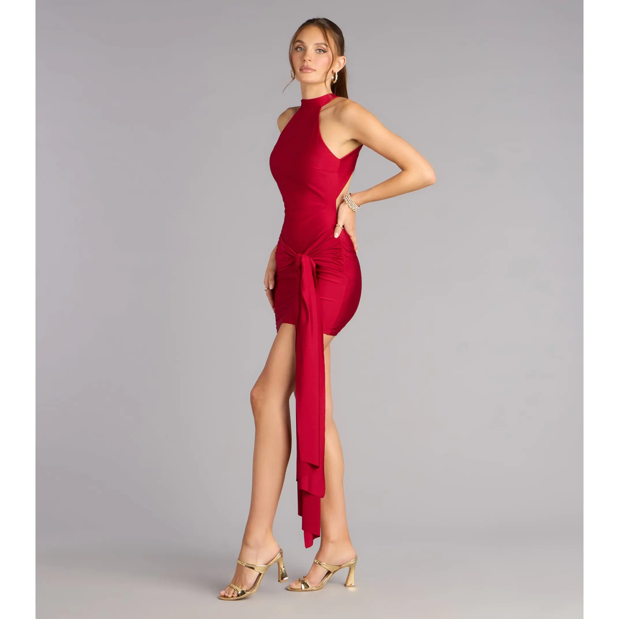 Red Carpet Rules Front Sash Mini Dress Red Carpet Rules Front Sash Mini Dress