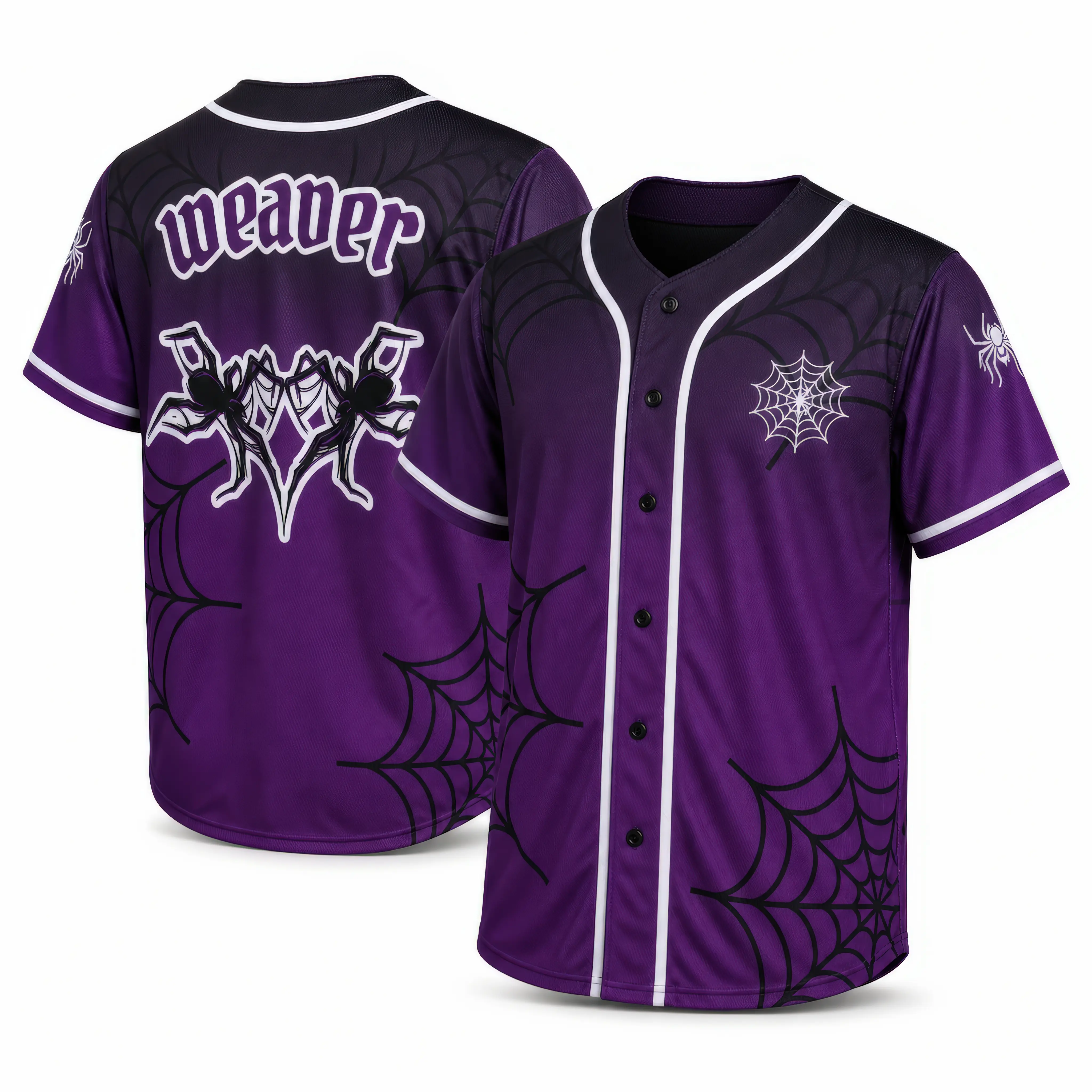 Men's Gothic Spider Web Baseball Jersey, Breathable Quick-Dry Polyester Top with High-Density Stitched Applique, Machine Washable, Concerts, Halloween Parties, Male, Edm, Rave Nights, Open-Front Button, Platform Sneakers