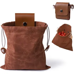 Canvas Collection Bag for Outdoor Use, Foldable Mushroom Berry Egg Collector, Dog Walking Snack Bag, Jungle Survival Waist Pack, Rock Collecting Gardening