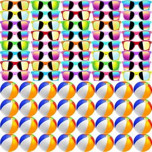60Pcs Sunglasses Beach Balls Bulk Party Favors for Kids 30Pcs Neon Sunglasses 30Pcs 12" Beach Balls Kid Boys Girls Graduation Party Supplies for Summer Beach Pool Party Favors Goodie Bag Favors