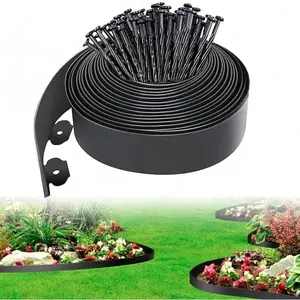 4 in Tall Landscape Edging, 60FT Plastic Garden Border Edging with 90 Anchoring Spikes, Landscape Edging Kit for Garden, Flower Beds and Lawn (Black, 4In x 60FT)