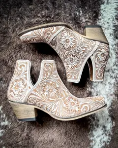 Western Moxie Booties in White Chocolate by Myra Bag