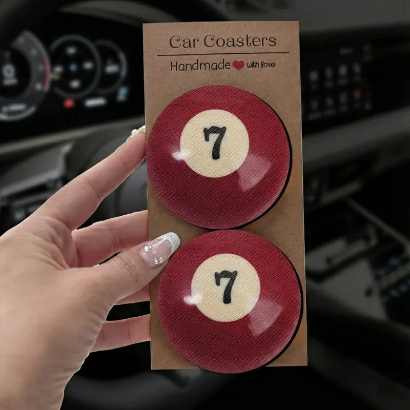 Retro Pool Ball Coasters (pick numbers 1–15), Decorative Coaster, 8-Ball Aesthetic and Lucky No. 7 Design, Classic Cool Office Decor