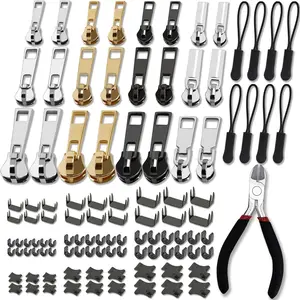 105 count Zipper Repair Kit #3#5#8, Zipper Replacement with Install Plier for Repairing Coats, Jackets, Tents, Backpacks, Sleeping Bag, Luggage