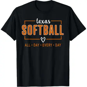 Texas Softball Vintage Womens Mens Kids Team Retro Softball T-Shirt Pure Cotton Graphic Tees Menswear Top: Gifts for Men & Women