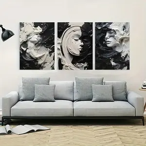 Frame not included 3-piece Artistic Abstract Venus Head Canvas Artwork Black and White Oil Painting Home Office Decor Poster Decoration Ornaments Artistic Photo Wall Decoration Hotel Porch Unframed Poster Room Ornaments 12x16inch - Bedroom