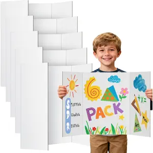Small Trifold Poster Board 24" x 16" -  Thick White Presentation Boards for Science Fair School Project, Display Board for Classroom Business Supplies (6Pcs)