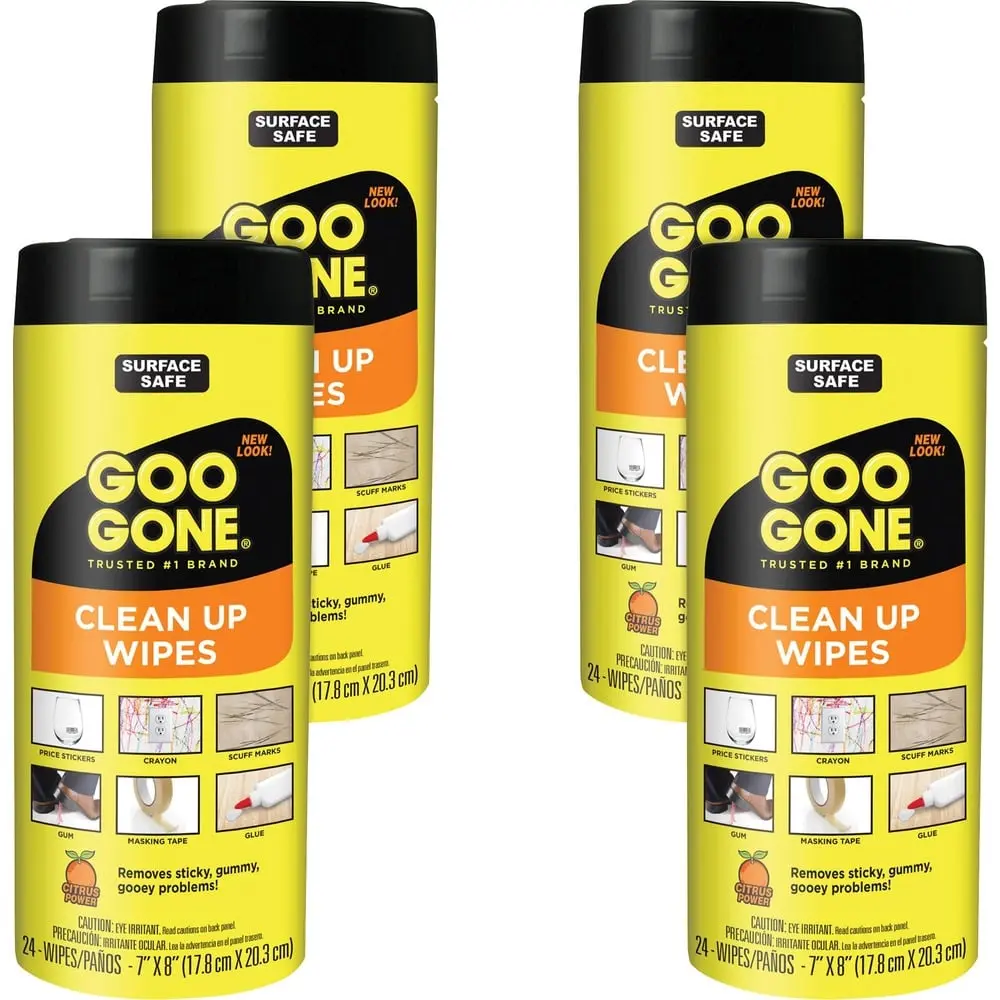 Goo Gone Citrus Tough Task Grooming Wipes for Dogs & Cats - Canister Pack with Dispenser, Sticky Removal Wipes, Surface Safe for Household Wood, Stainless Steel & Containers