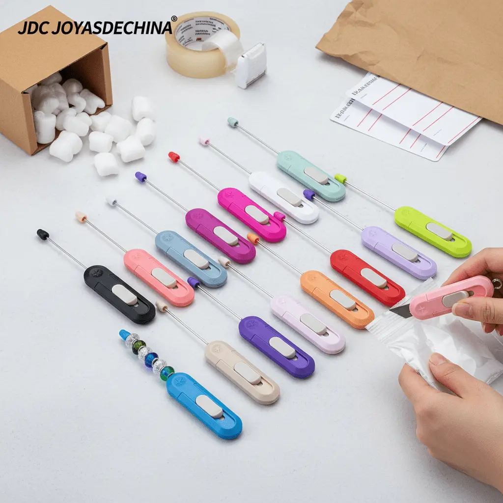48pcs DIY Bead Kit with Utility Knife, Portable Unpacking Knife with Bag, Craft Paper Cutting Knife, Package Opening Knife