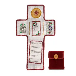 🙏 Faith Fits in Your Pocket. Portable Folding Embroidered Cross with Prayer | Cloth Catholic Altar in Velvet Pouch | Spiritual Comfort Gift for Anxiety Religious Home Decor Religious Supplies