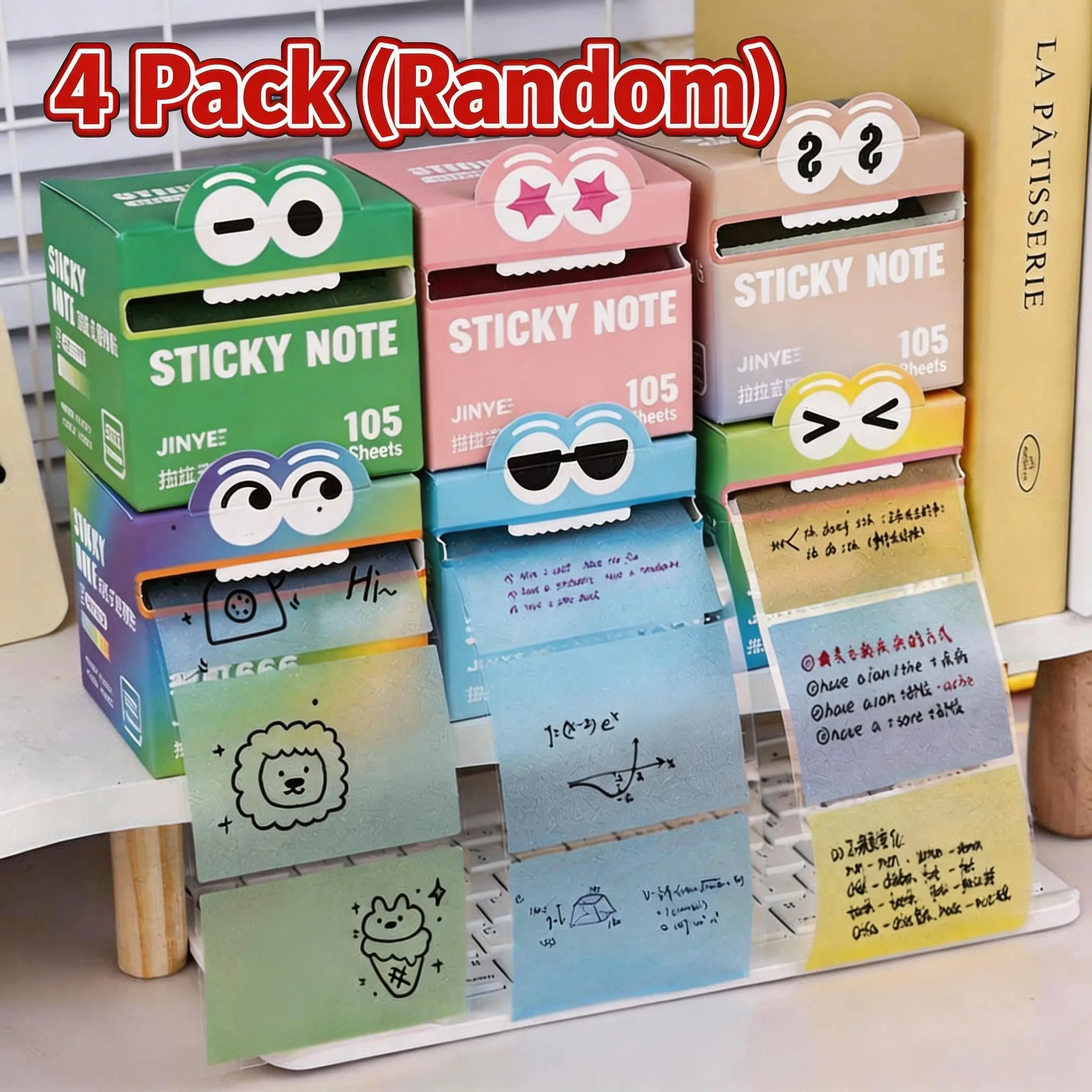 4 Pack Gradient Pearl Index Sticky Notes Set, Sticky Note Tabs, Random Colors, Semi-Transparent Memo Stickers, Sticky Labels, Sticker Packs for Students, High Aesthetic Value