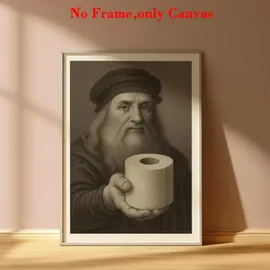 1 pc, wall art, vintage poster, maximalist art print, cute and funny Decorative canvas painting, Canvas Prints, unique and creative wall art decoration, perfect decoration for toilet and bathroom, frameless