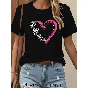 Heart and Butterfly Graphic Tee – Lightweight, Soft Fabric for Casual Everyday Style