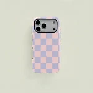 Checkered Pattern Tough Phone Case with HD Prints,Heavy Duty Shockproof 2in1 Protective Cover,phone Case Suitable for Iphone 11/12/13/14/15/16/17 Pro Promax Plus Air and Samsung S22/S23/S24/S25 Plus Ultra Fe,Holiday Gift Minimalist Fashion Case, Accessori