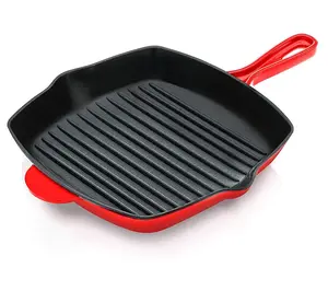 Nutrichef Cast Iron Square Skillet Grill Pan