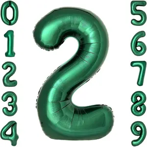 Dark Green Number 2 Balloons Large Emerald Green Number Balloons 40 Inch Jungle Safari Birthday Party Supplies Graduation Decorations Forest Green 2 Balloon