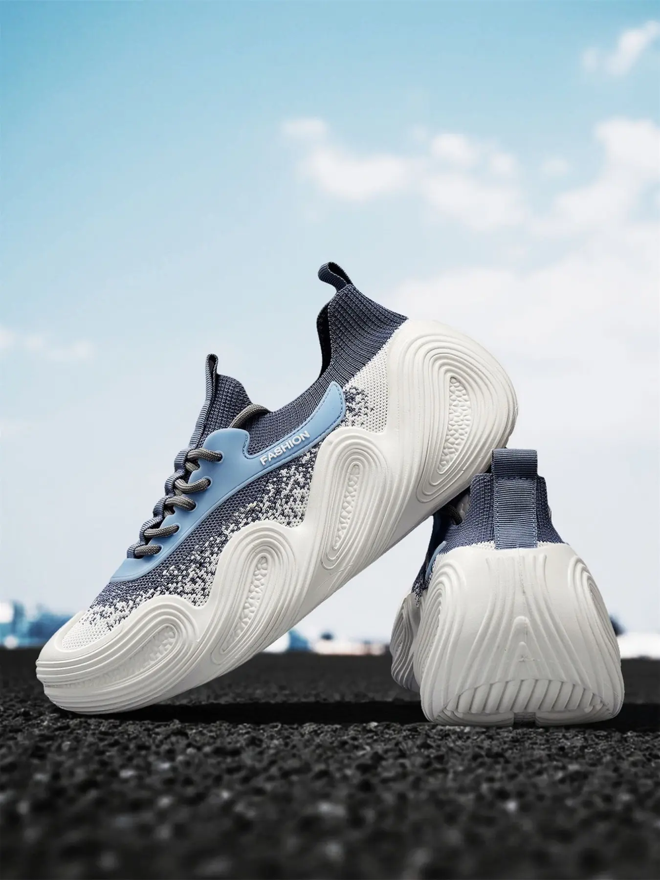 Casual Flyknit Shoes with Thick Sole, Slip-On Sports Sneakers, Thick Soled Sneakers, Trendy and Stylish, Perfect for Lazy Days, Eye-Catching Design