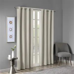 212 MAIN Heathered Print Slub Texture Polyester Blackout Curtain Panel, Grommet Curtains, 50x54 in, Sunlight-Blocking Blackout Window Cover, Taupe