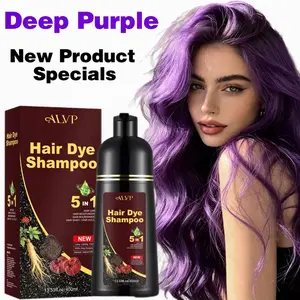 ALVP Hair Color Shampoo, 5-in-1 Gentle Herbal Formula with Ginseng for Gray Coverage, Wine Red, Ammonia-Free Haircare for Men & Women, 400ml