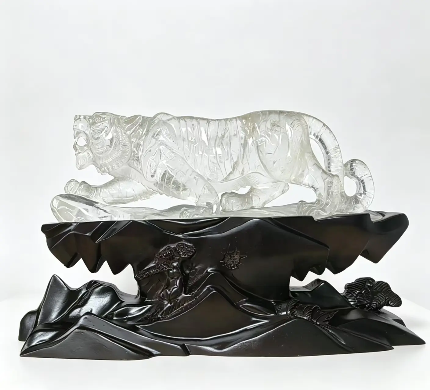 Large Natural Clear Quartz Tiger Carving