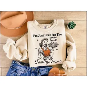 I'm Just Here For The Deviled Eggs and Family Drama Sweatshirt, Funny Thanksgiving Sweater, Fall Deviled Eggs T Shirt, Thankful Family Gift