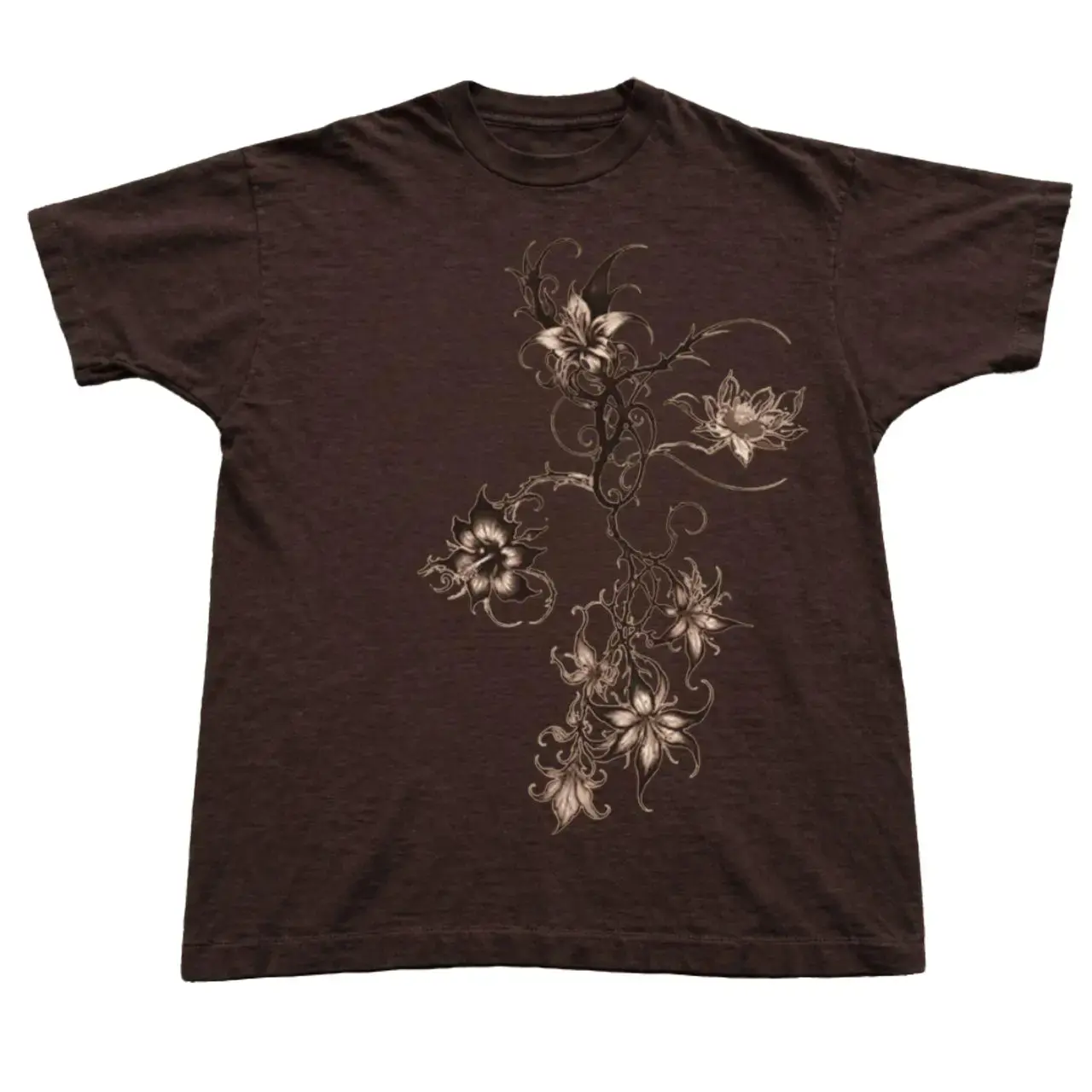 Gildan Men's and Women's T-shirt, Floral Vine Graphic Tee, Floral Tee, Unisex T-shirt, Gift T-shirt, Y2k Unisex Graphic Tees Gothic Grunge Emo Scene Amity Affliction Style Clothes Menswear Womenswear Streetwear