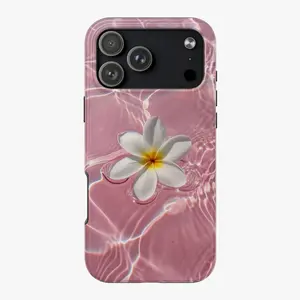 Pink Plumeria Flower Phone Case - Water Ripple Design | Aesthetic Tropical Floral Cover Compatible with iPhone 17, 16, 15, 14, 13, 12, 11, X & Galaxy – check our available sizes.