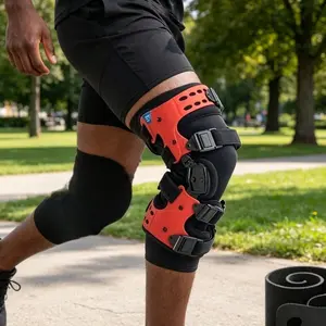 Adjustable Unloader Knee Brace, Hinged Knee Support with Compression Wrap, Knee Stabilizer for Knee Pain, Swelling & Knee Joint Protection