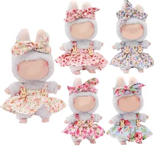 6.69 inch Labubu Doll Clothes Set with 2 Stylish, Headbands and clothes for labubu Dolls, Adorable Accessories for Play & Display, Doll Clothing Set